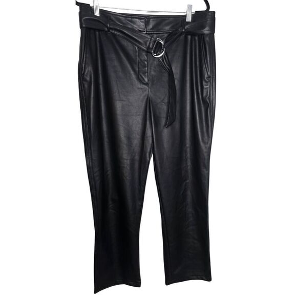 LOFT Black Faux Leather Paperbag Pants – Size 14 - Picture 3 of 7